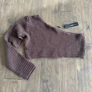 Fashion Nova Off-Shoulder Sweater in Deep Brown